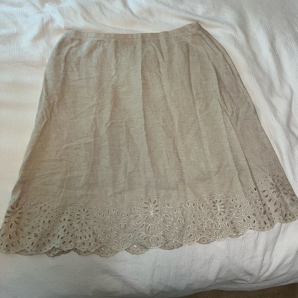 Talbots Dresses & Skirts - Talbots Light Beige A-Line Eyelet Hem Skirt